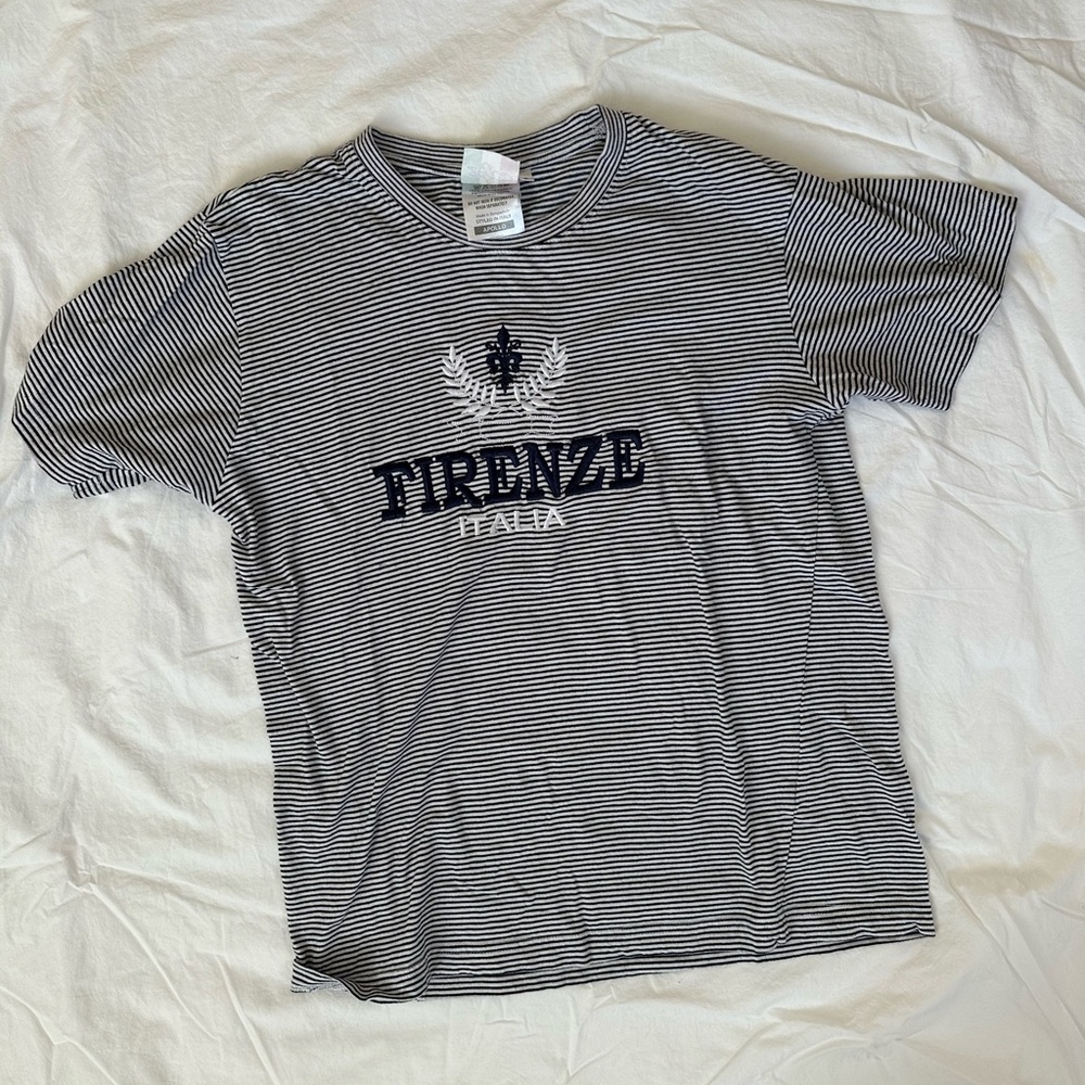 Embroidered Florence Italy Striped Navy T-Shirt size XS/S